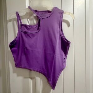 2 Women’s Fanka Athletic Shirts, Purple Asymmetric Tank Top & White Long Sleeve